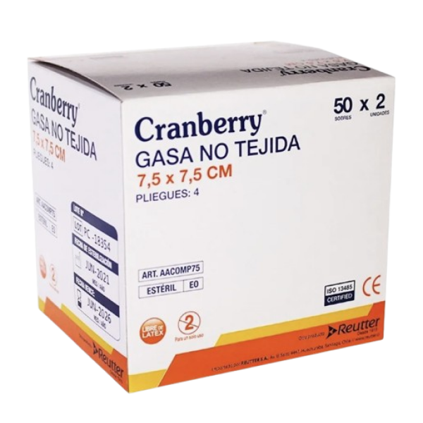 Gasa estéril no tejida Cranberry 7.5 x 7.5 cm
