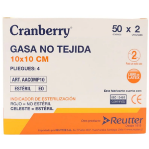 Gasa estéril no tejida Cranberry 10 x 10 cm